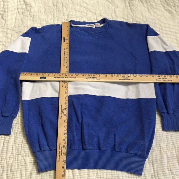Vintage Jos. A. Bank Pebble Cloth Blue w/ White Stripe Crew Sweatshirt Size XL - Picture 4 of 6